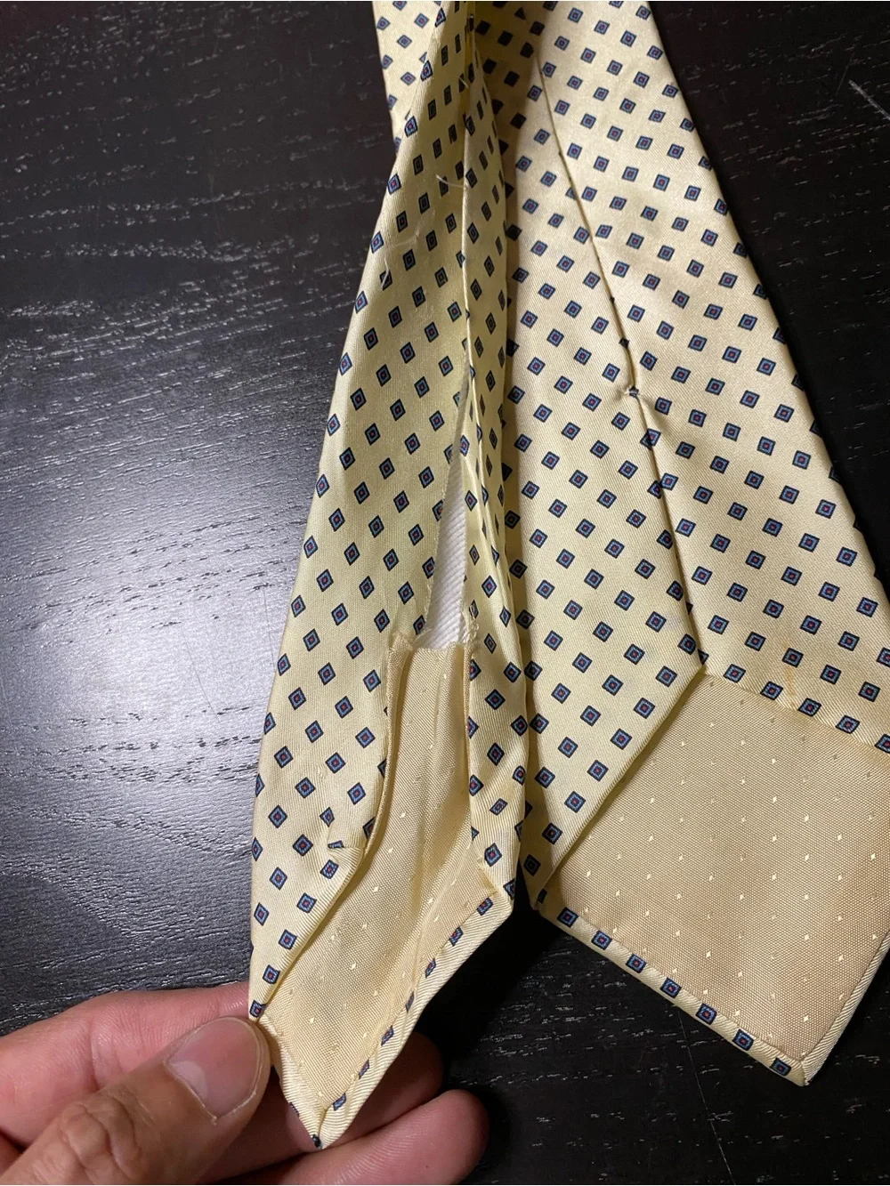 Men's Yellow Patterned Silk Tie - Classic Polka Design